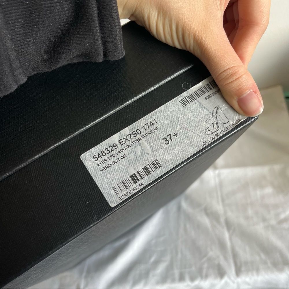 NEW | SAINT LAURENT Glitter YSL Shimmer Lou Lou 95 Sanda Midnight Nero Sz. 37.5 - Picture 12 of 12